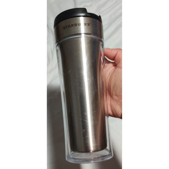 2011 Starbucks Stainless Silver 16oz Travel Tumbler Mug Thermos Coffee Beverage - Picture 1 of 12
